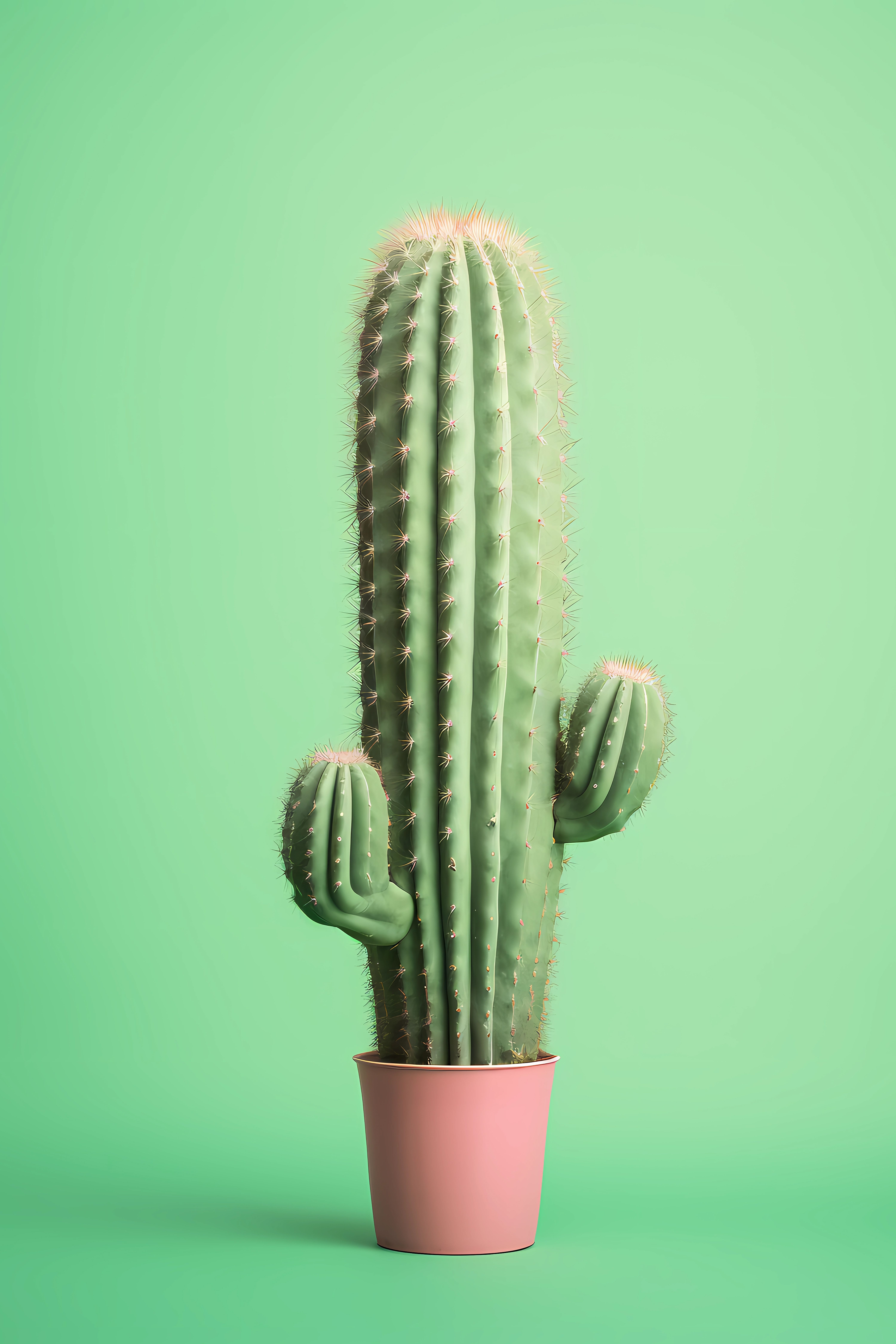 Kaktus Kunstdruck für Wand, Grüne Pflanze Poster, Botanische Illustration, Minimalistische Deko