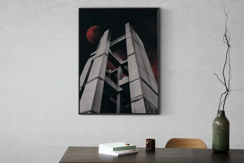 Brutalist Architecture Poster, Concrete Art Print, Modern Wall Art, Minimalist Geometric Decor for Living Room Office