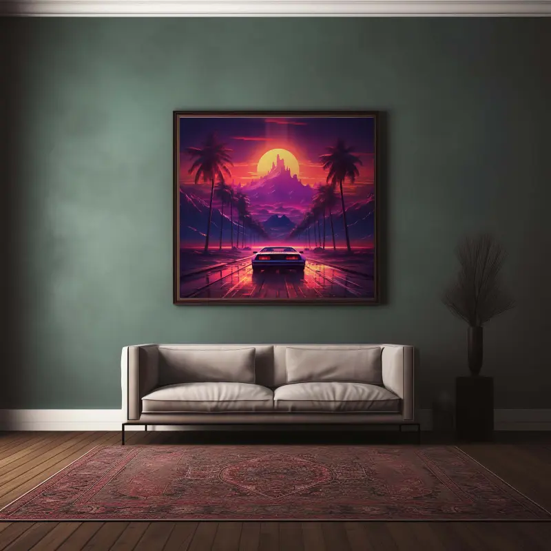 Ferrari Poster Palm Boulevard | Car Wall Art, Luxury Car Print, Square Poster, Automotive Gift for Men, Car Enthusiast Decor