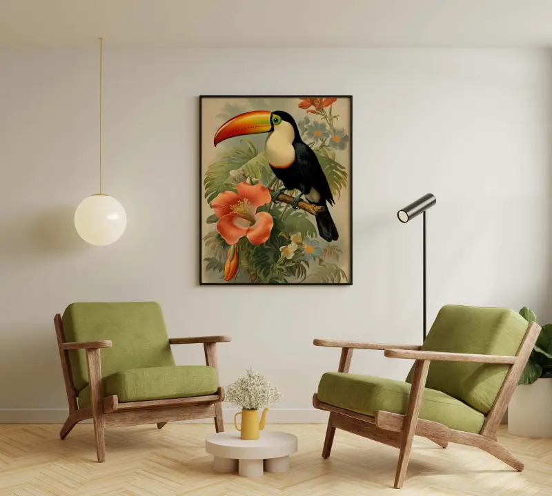 Toucan Art Print Wall Art, Tropical Bird Poster, Jungle Wall Decor, Framed or Digital