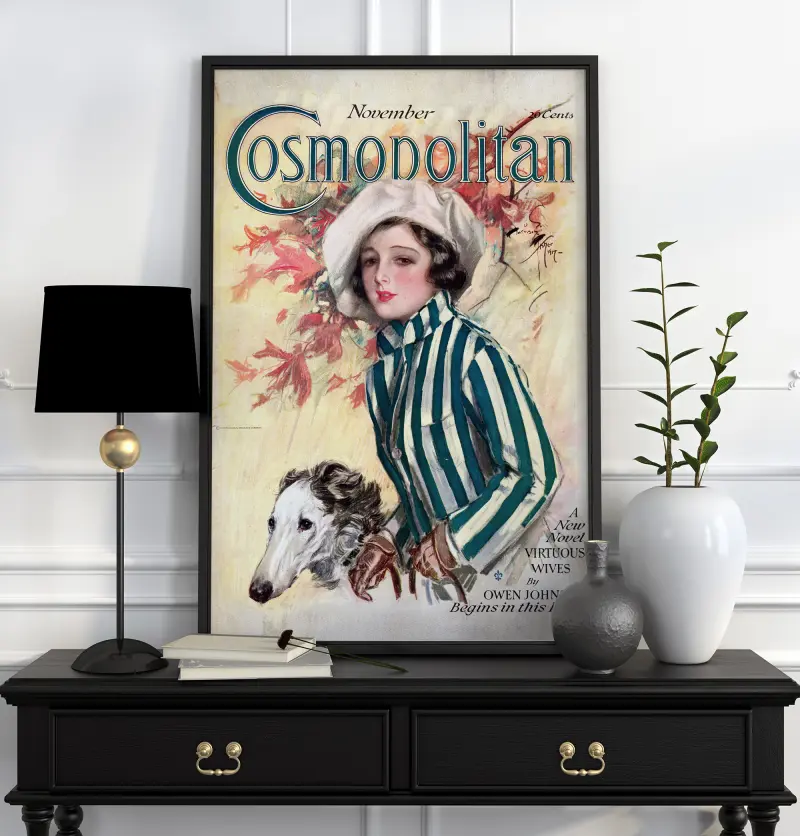 Vintage Magazine Cover Print, Retro Woman Wall Art, Art Deco Poster, Fashion Illustration, Nostalgic Home Decor