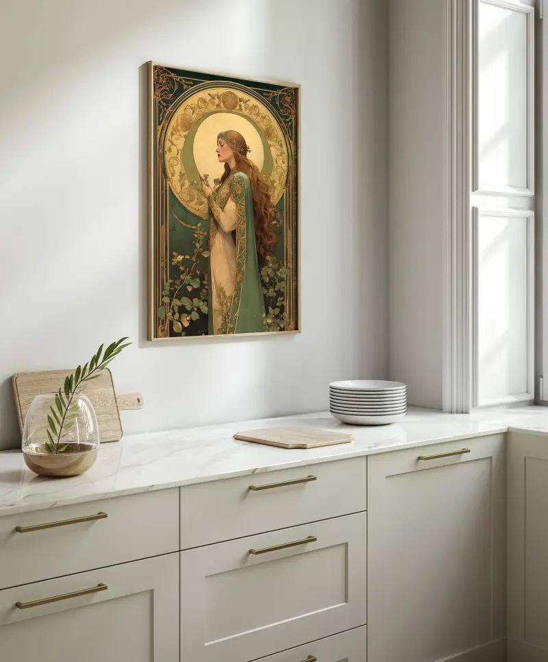 Art Nouveau Viking Goddess Print, Norse Mythology Freya Poster, Vintage Magazine Cover Wall Art