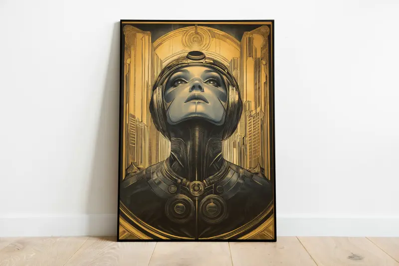 Metropolis Robot Poster Mucha Style, Art Nouveau Wall Art, Sci-Fi Movie Print Decor