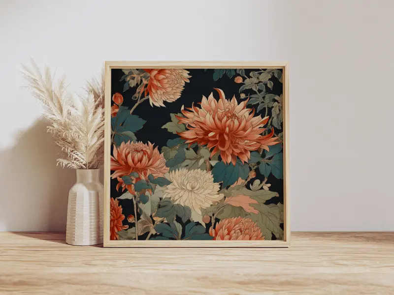 Vintage Flower Print, Japanese Art by Bijutsu Sekai, Floral Poster for Wall Decor