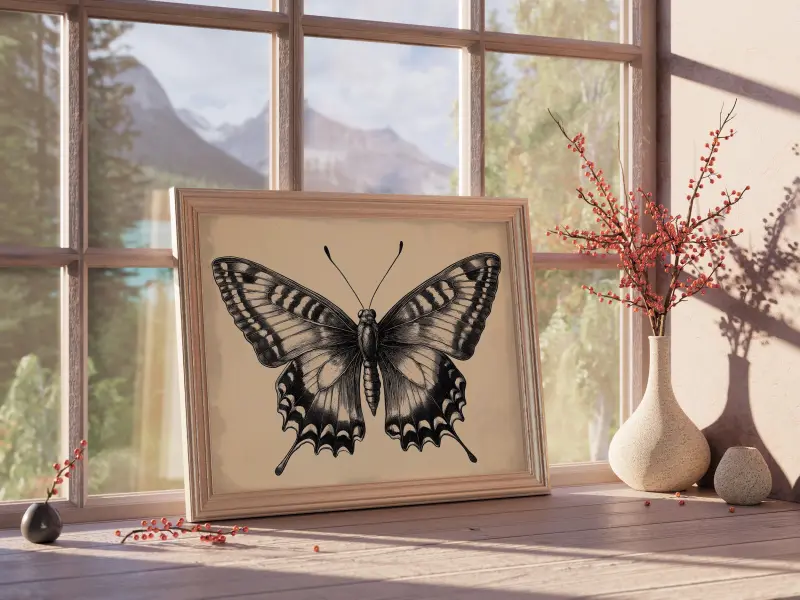 Vintage Butterfly Engraving, Anatomic Illustration, Naturalist Scientific Wall Art Print