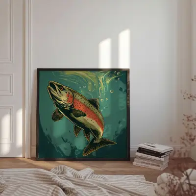 Vintage Fish Drawing Art Print | 60s 70s Retro Wall Art | Animal Poster