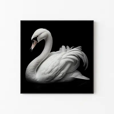 White Swan Poster Black and White Wall Art, Minimalist Animal Print, Elegant Home Decor