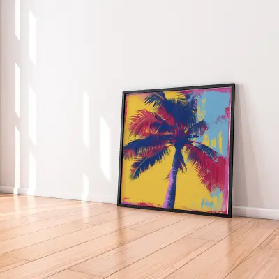 Pop Art Palm Tree Print, Warhol Style Wall Art, Colorful Poster for Living Room Decor