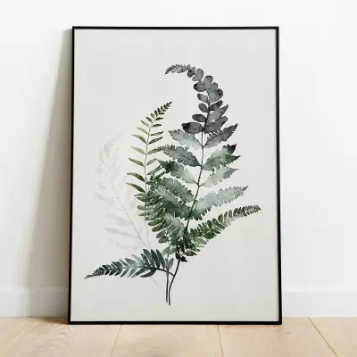 Delicate Fern Leaves Art Print, Botanical Wall Decor, Minimalist Poster, Nature Plant Artwork