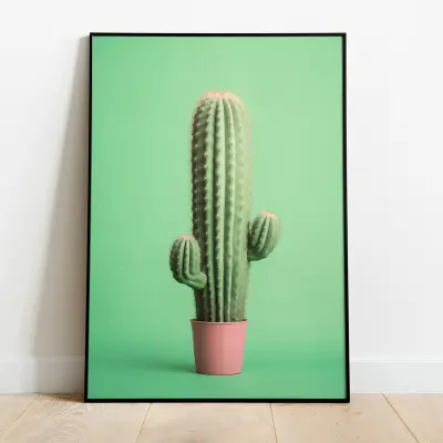 Cactus Art Print, Green Plant Wall Art, Botanical Illustration, Minimalist Poster Decor