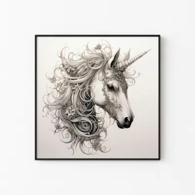 Gothic Unicorn Poster, Framed Wall Art or Canvas Print. Dark Fantasy Home Decor.