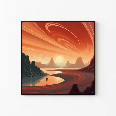 Retro Futurism Poster, Vintage Sci-Fi Wall Art, Space Art Print for Home, Astronaut Wall Decor