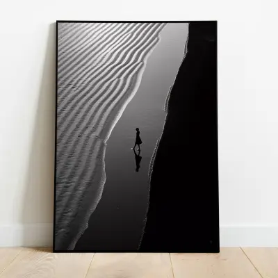 Black and White Poster Stairs to the Beach, Maritime Wall Art, Coastal Photography Print for Living Room