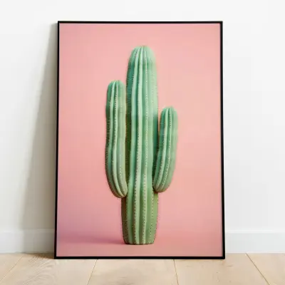 Cactus Art Print Pink, Botanical Illustration Wall Art, Desert Plant Decor for Home