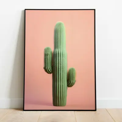 Cactus Art Print in Apricot, Botanical Poster, Boho Wall Decor, Terracotta Desert Motif