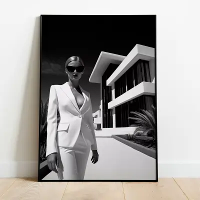 Orange County Villa Poster, California Wall Art, Architectural Print, Modern Home Decor
