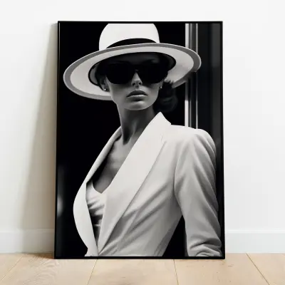 Black and White Fashion Photography Print, Monochrome Model Poster, Minimalist Wall Art Decor