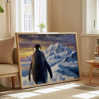 Penguin Illustration Wall Art, Motivational Poster Nordic Style, Modern Animal Art Print