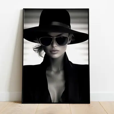 90s Top Model Photography Poster in Black, Iconic Fashion Wall Art, Premium Print
