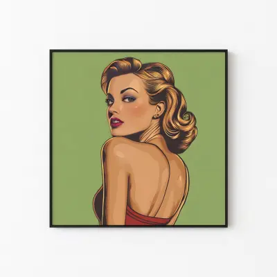 Pin Up Girl Art Print, 60s Retro Poster, Vintage Advertisement Style Wall Art