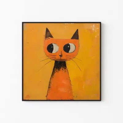 Orange Cat Painting Art Print, Ginger Tabby Wall Art, Whimsical Animal Portrait, Cat Lover Gift Home Decor