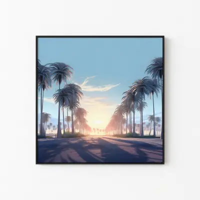 Isometric Palm Trees Wall Art, Tropical Beach Print, Digital Download Home Decor
