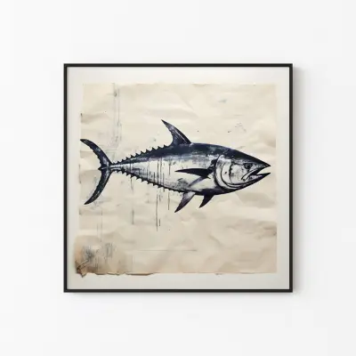 Japanese Fish Print on Rice Paper, Vintage Poster Art, Koi Fish Wall Decor