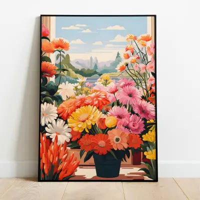 Matisse Style Flower Market Poster | Colorful Floral Art Print | Modern Boho Wall Decor