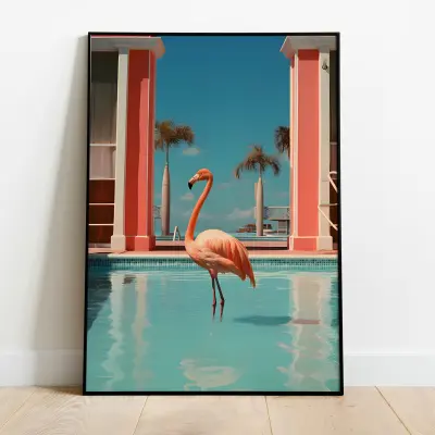 Flamingo Photography Poster, Pink Flamingo Art Print, Large Wall Art, Maximalist Decor