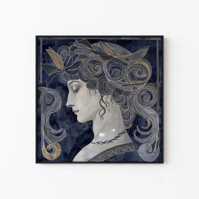 Athena Painting in Klimt Style, Greek Goddess Wall Art, Mythology Artwork Home Decor