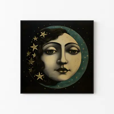 Antique Moon Face Poster, Victorian Wall Art, Dark Academia Art Print