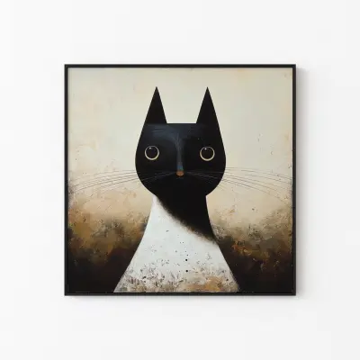 Abstract Cat Painting, Modern Art Print for Wall, Animal Wall Art, Gift for Cat Lovers, Living Room Decor