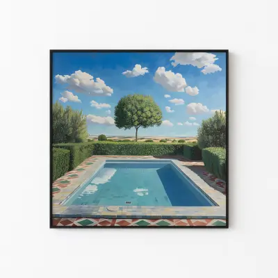 Blue Swimming Pool Painting, Abstract Water Art Print, Modern Summer Wall Decor, Minimalist Poster, Framed or Digital Download