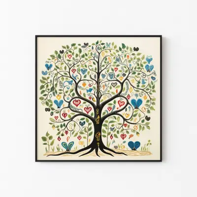 Tree of Life Poster in Gustav Klimt Style, Black and White Wall Art, Symbolic Art Print