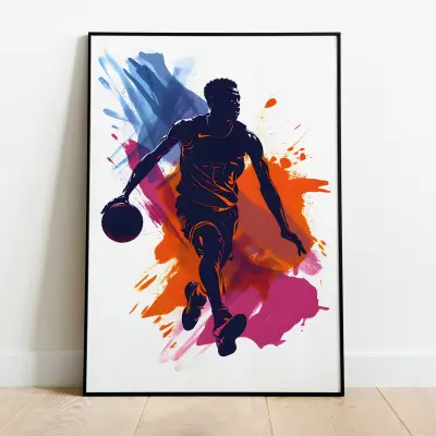 Basketball Player Silhouette Poster, Sports Wall Art, Room Decor, Gift for Fans