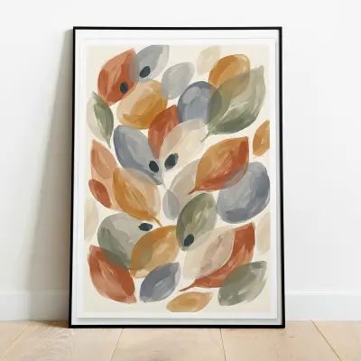 Leaves Line Drawing Wall Art, French Country Decor, Botanical Print, Retro Kitchen Poster