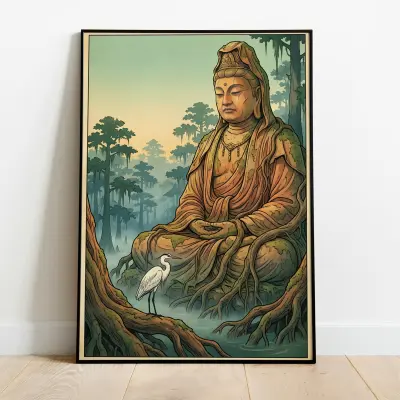 Japanese Mountain Art Print, Meiji Era Wall Art, Ukiyo-e Forest Poster, Vintage Road to Nikko Decor