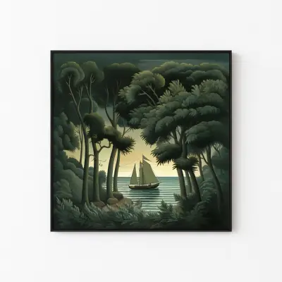 Henri Rousseau Yacht on the Black Sea Art Print, Naive Art Poster, Vintage Wall Decor