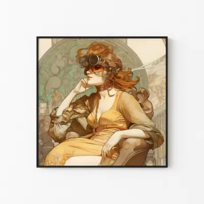 Art Nouveau The Thinker Poster, Vintage Fine Art Print, Wall Art for Living Room and Office Decor