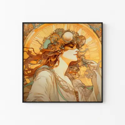 Art Nouveau Phoenix Poster, Vintage Mythology Wall Art, Mythical Bird Print, Living Room Decor