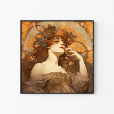 Art Nouveau Poster Print Woman Vintage Wall Decor Retro Art for Living Room Bedroom