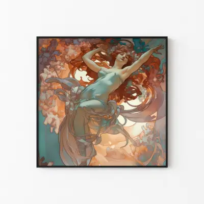 Art Nouveau Poster Fly Away, Jugendstil Art Print, Vintage Wall Art, Aesthetic Living Room Decor, Floral Wall Print