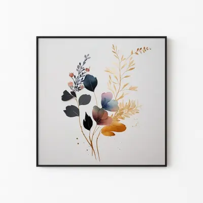 Minimalist Flower Watercolor, Botanical Art Print, Modern Floral Wall Decor, Living Room Poster