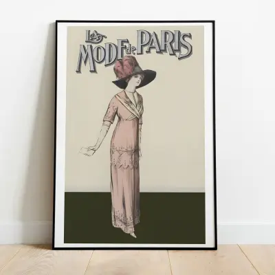 Victorian Fashion Magazine Cover Print, Vintage Poster Wall Art for Home Decor