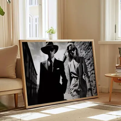 Black and White Photography Poster, Model Team Art Print, Fashion Photography Wall Art, Minimalist Decor