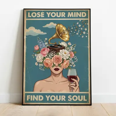 Lose Your Mind Find Soul Print | Retro Music Poster for Gallery Wall | Boho Vintage Music Art