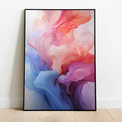 Abstract Art Poster Soft Colors Pink Blue Wall Art Modern Home Decor