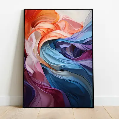 Modern Colorful Abstract Linen Cloths Poster Art Print Wall Decor Framed or Digital