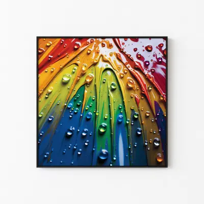 Colorful abstract rain photography poster water drops art print rainbow colors vertical