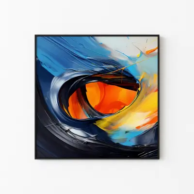 Oil Painting Poster Abstract Art Blue Yellow Thick Paint Modern Wall Decor Canvas Print Unframed Framed Digital
